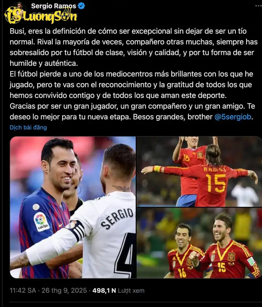 Lời nhắn ý nghĩa của Ramos nhận được sự ủng hộ từ rất nhiều CĐV trên toàn thế giới. (Ảnh: Instagram) Lời nhắn ý nghĩa của Ramos nhận được sự ủng hộ từ rất nhiều CĐV trên toàn thế giới.