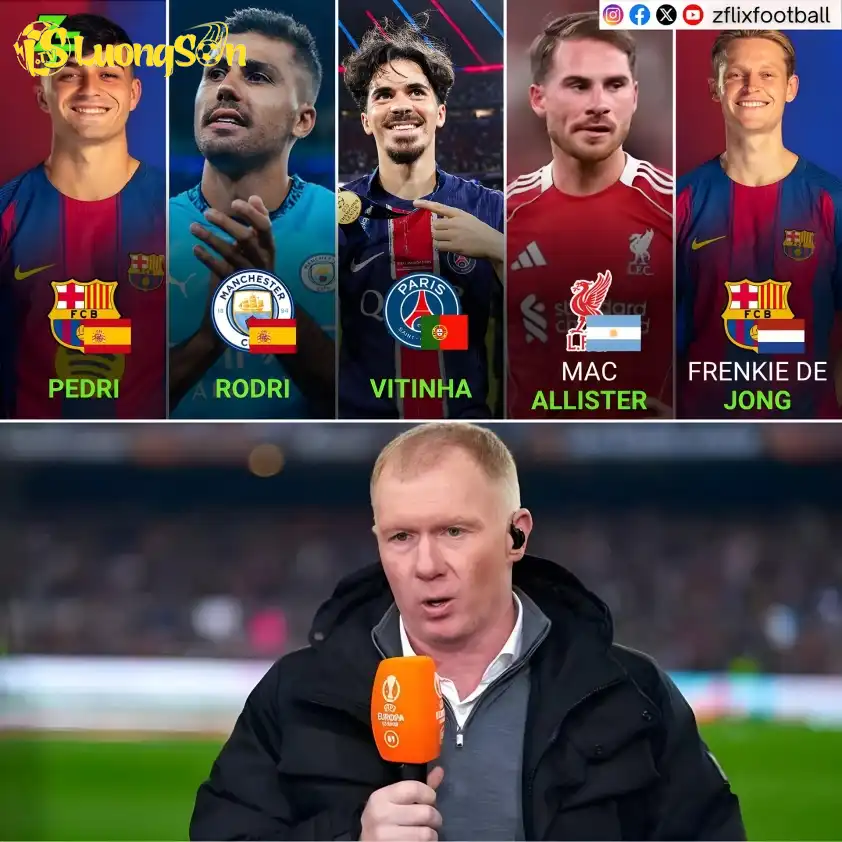 Top 5 tiền vệ xuất sắc nhất của Scholes. (Ảnh: zflixfootball) Top 5 tiền vệ xuất sắc nhất của Scholes.
